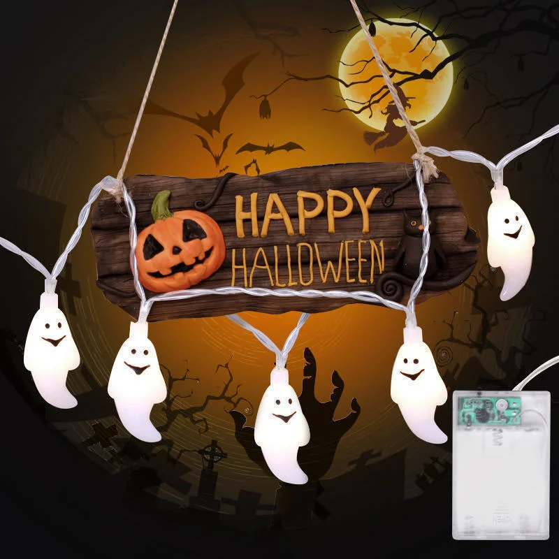 Outdoor Waterproof Halloween Ghost Multicolor 30/50LED Solar String Fairy Lighting For Festival Halloween Garden Decoration Lamp earrings halloween ghost hat earrings in multicolor size one size