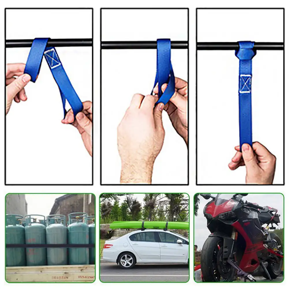 2PCS Car Motorcycle Packing Tie Downs Loop Strap Trunk Cargo Luggage Fixed Durable Mutipurpose Nylon Soft Straps Universal