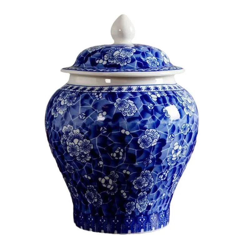 Blue and White Porcelain Ceramic Tea Canister General Can Sealed Storage Tank Small Storage Container Organizer Box