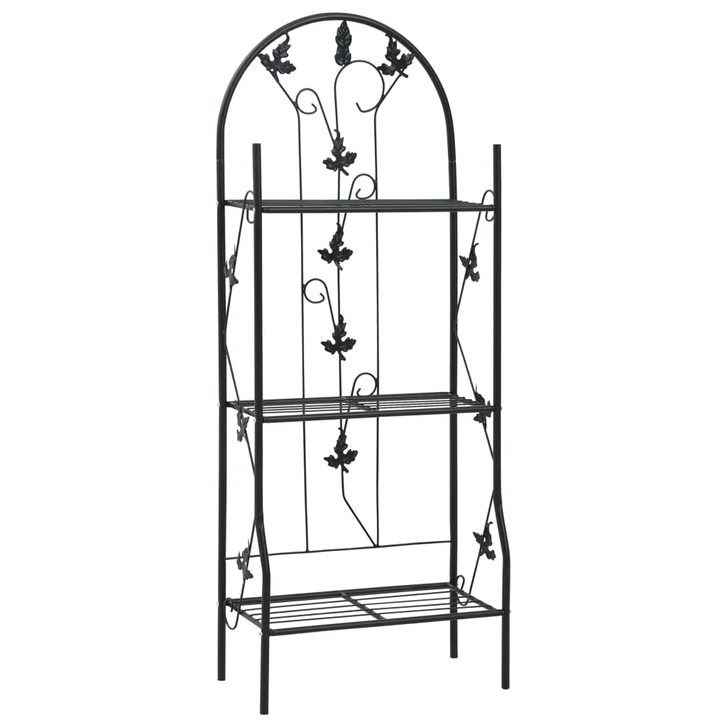 

3-Layer Plant Rack Black 20.5"x11"x50.4" Iron Basket/Planter/Raised Vegetable Bed