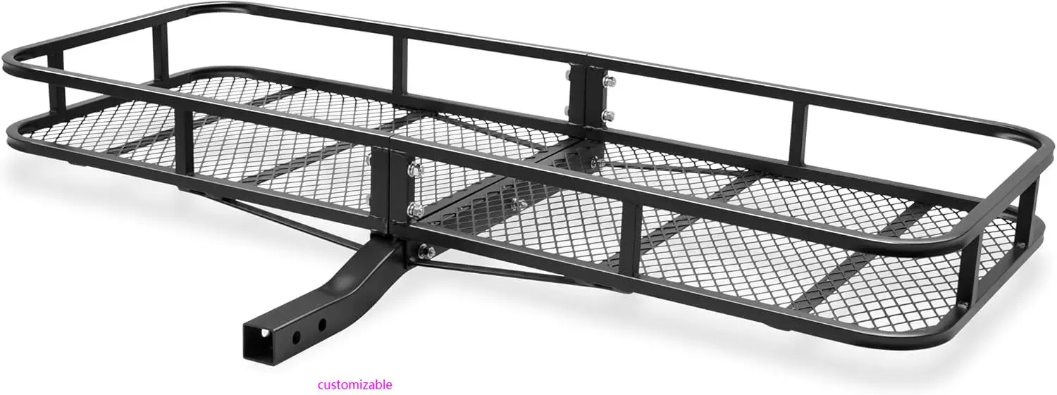 60 x 23 x 5.5 Inch Hitch Cargo Carrier, 500 Lbs Capacity 2'' Receiver Tow Hitch Luggage Storage Basket for SUV, Pickup Truck