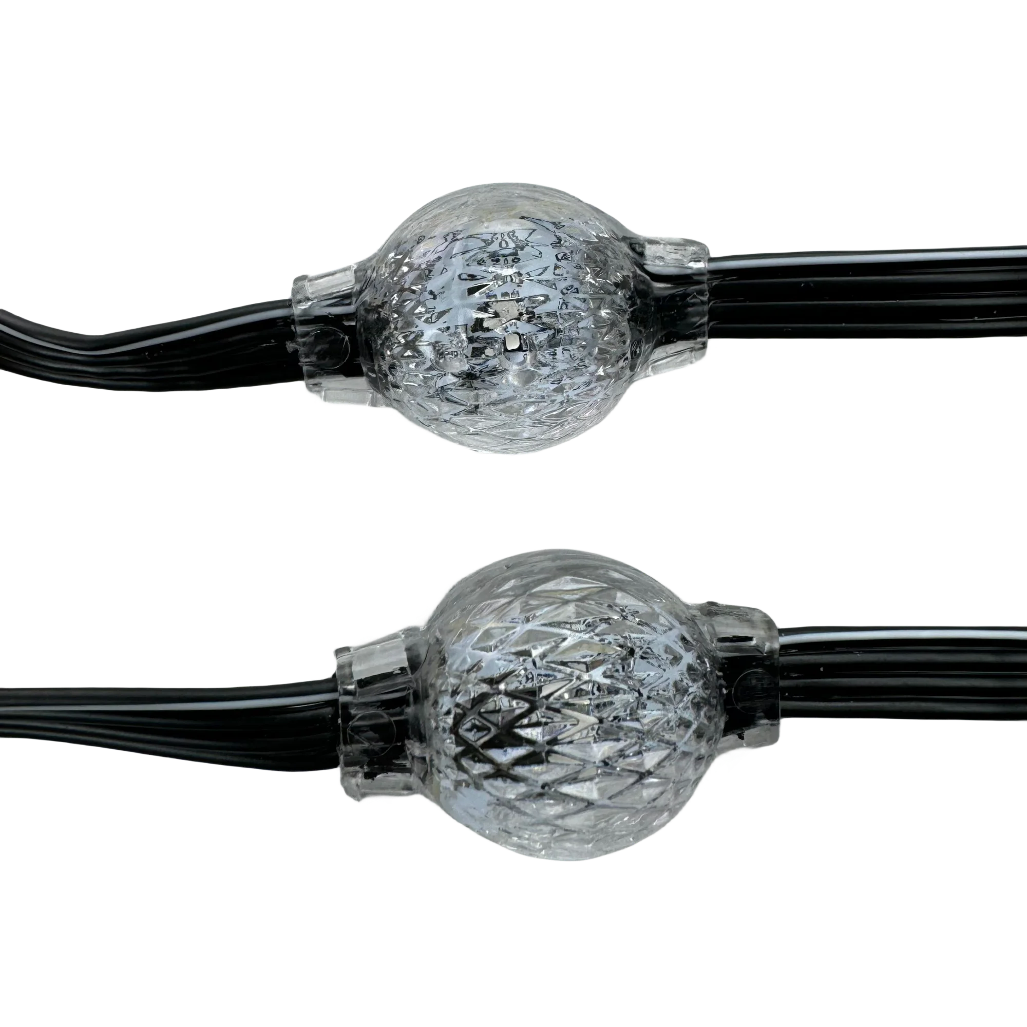 30 Pixels/Set 23mm Addressable RGB 3D LED Pixel Ball Light DC12V WS2811 IC 2LEDs/0.48W IP68 Clear/Black Wire 3 core xConnect