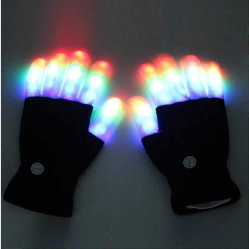 

New Colorful Finger Glowing Glove for Kids Adult 1 Pair LED Flashing Magic Gloves