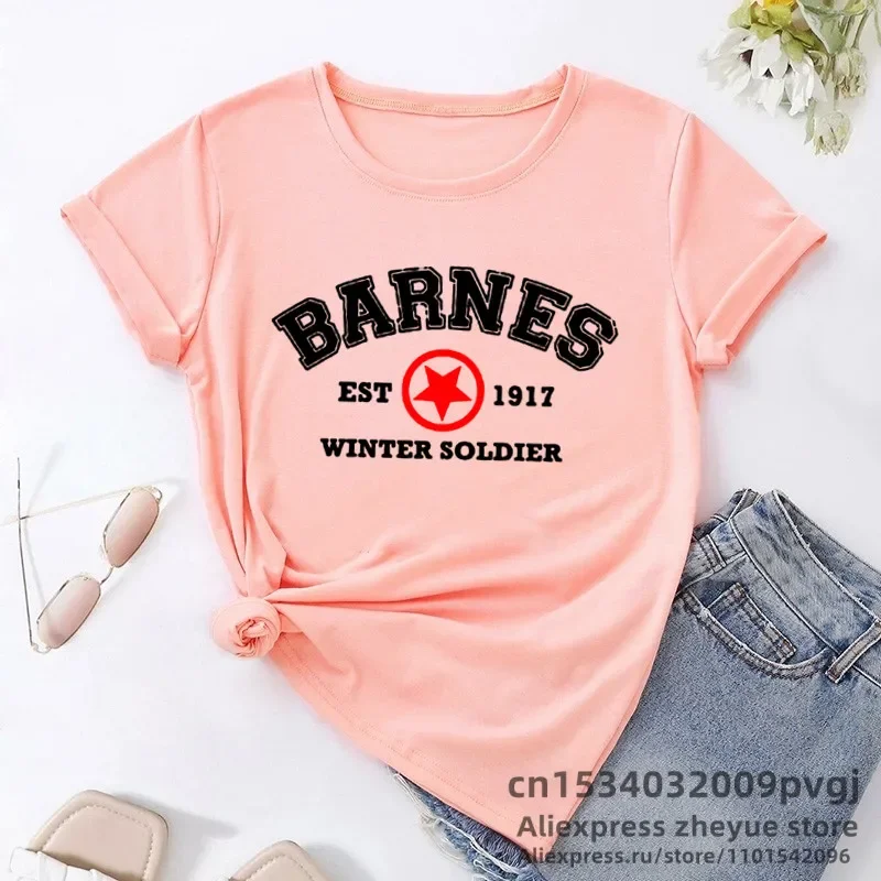 Barnes 1917 T Shirts Women Summer Vintage Winter Soldier Bucky Barnes Short Sleeve T-Shirt Women Short Sleeve Tee Shirts 3