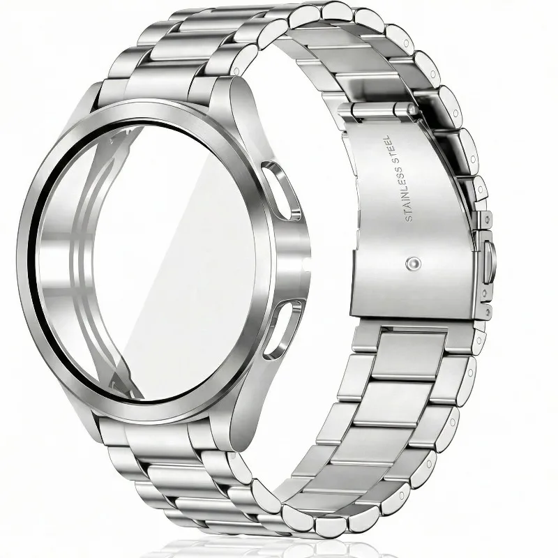 Elegant Metal Strap & PC Protective Case - Premium Band & Cover Set