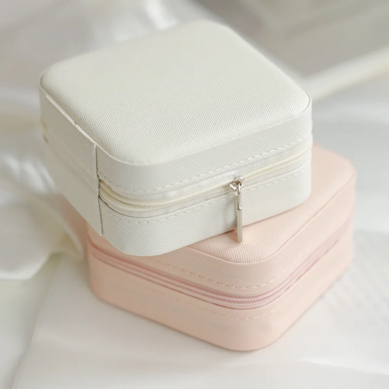 Portable Jewelry Storage Box Organizer Display Travel Jewelry Zipper Case Box Earrings Necklace Rings Jewelry Box