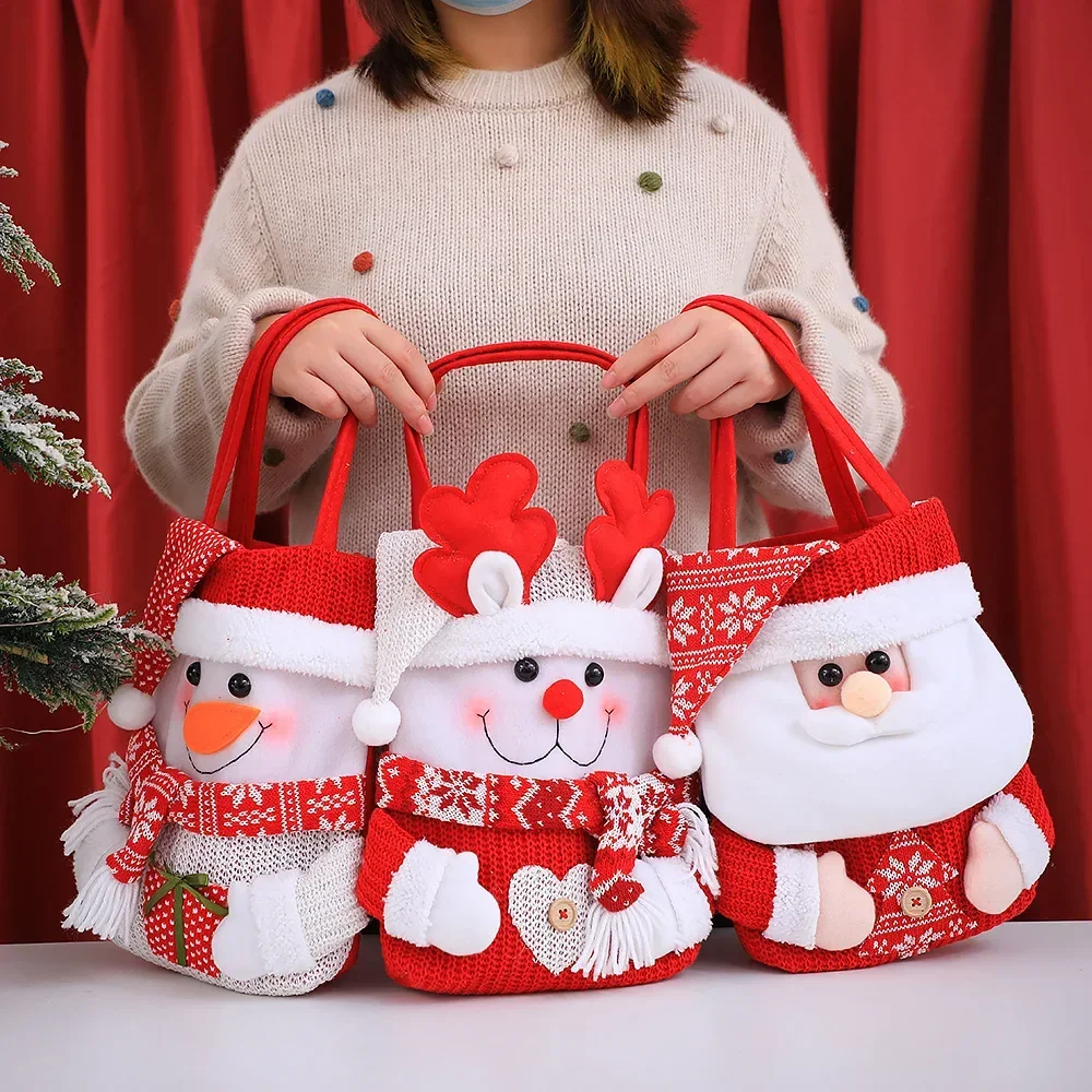 Hot Sale Children Christmas Gift Bag Christmas Eve Cartoon Candy Gift Bags Can Be Used for The Big Holiday Christmas Tote Bags