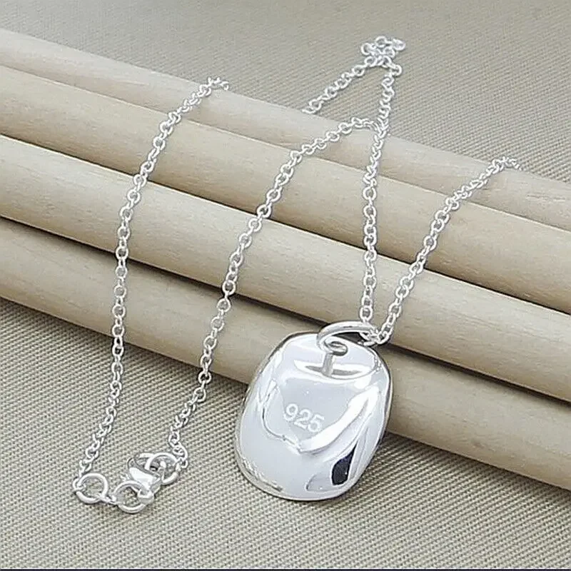 

CHUANGCHENG Women's Fashion Elegant 925 Sterling Silver Square Sign Pendant Necklace Chains Fashion Jewelry Necklace for Women