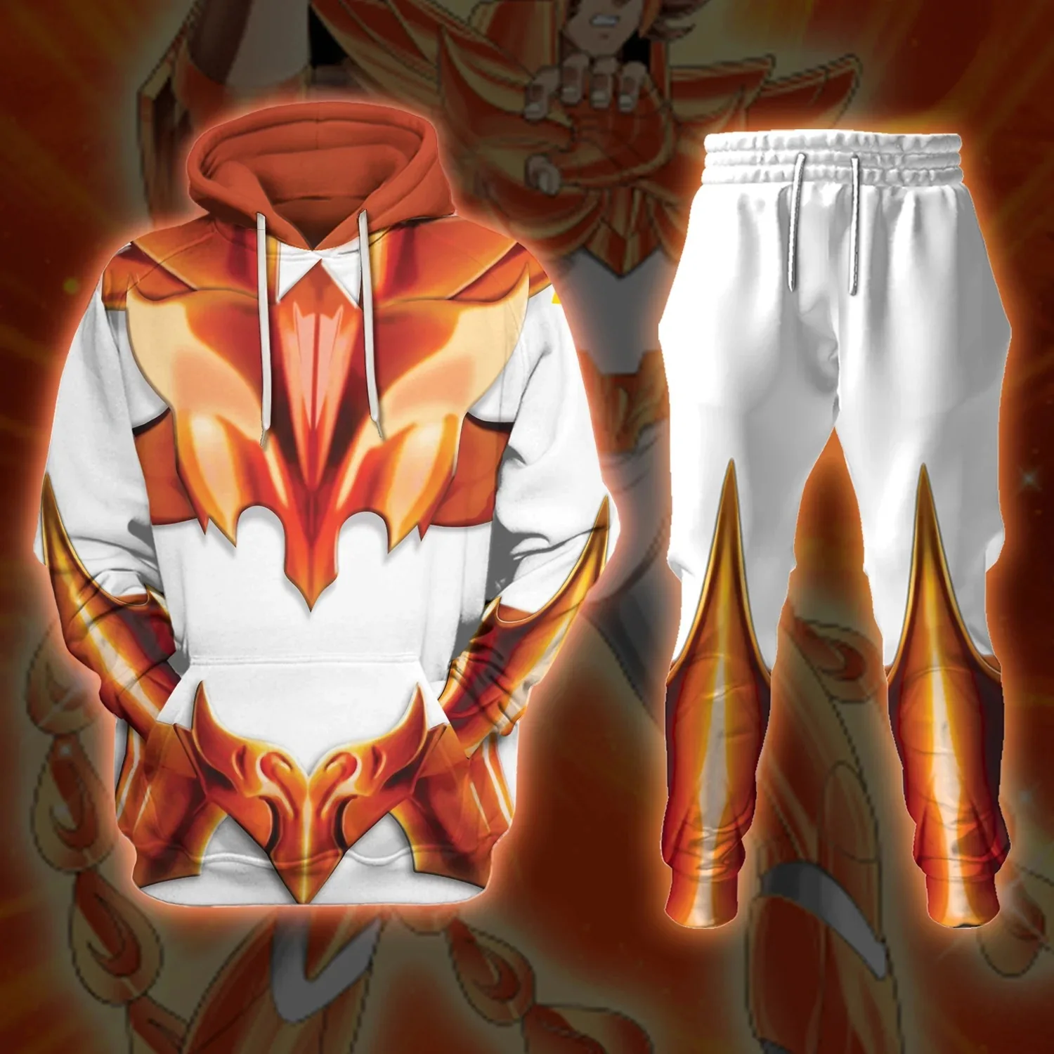 2025 Popular Cosplay Anime Saint Seiya printed hoodies pants sets 3D Street Harajuku Tracksuit sets Men's Sports two-piece suits - Image 2