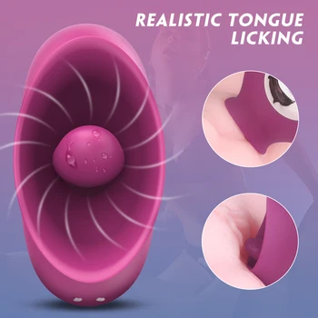 Rose Clitoral Licking Tongue Vibrator 2 in 1 Nipples Stimulator 9 Modes for Quick Orgasm Rechargeable Waterproof Vagina Oral 3