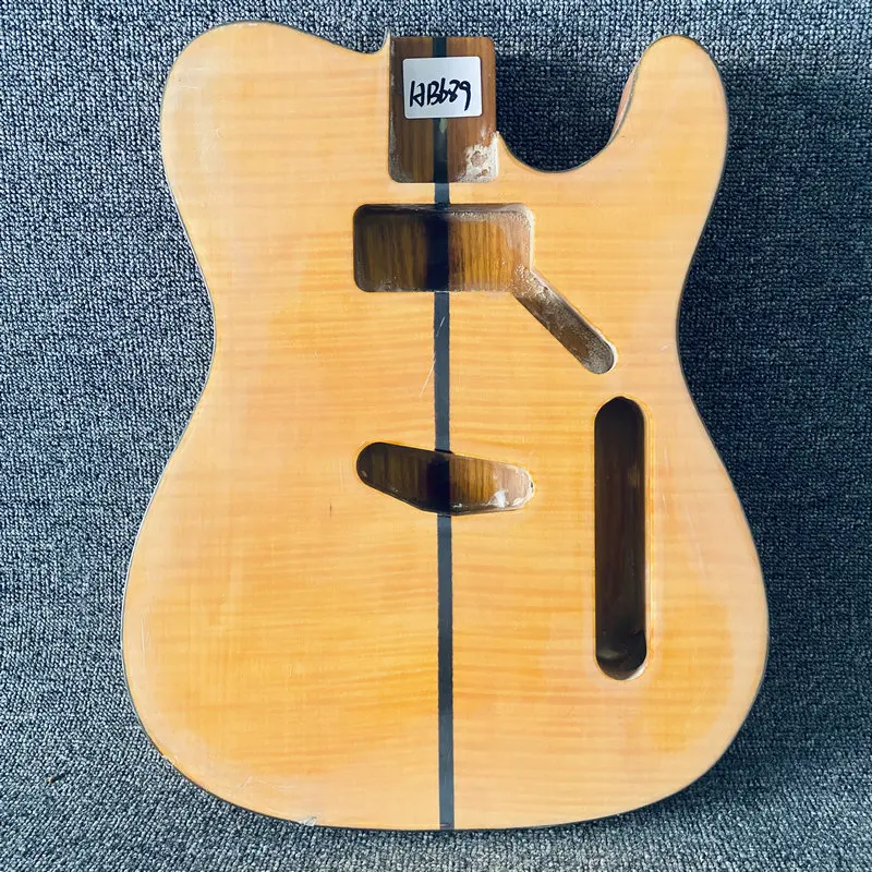 

HB689 цельная пепепельная + огненная Кленовая Tele электрическая гитара, необработанный корпус гитары TL, палисандр в середине, пользовательские мосты, правая рука