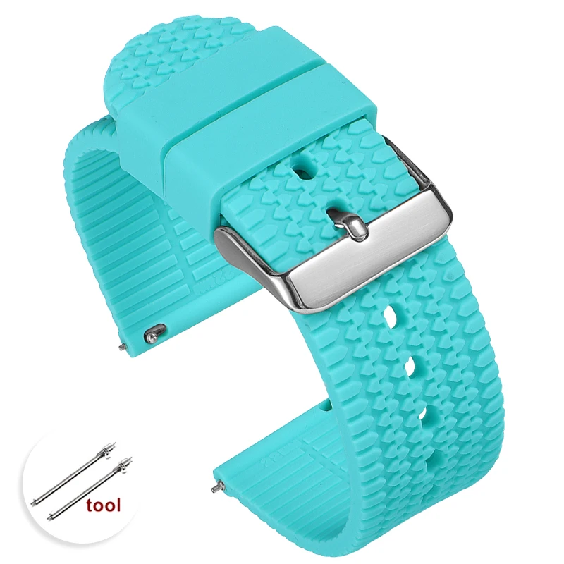 Breathable Waterproof Silicone Watch Band - Durable Perforated Rubber Strap Replacement Bracelet