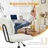 Small Office Desk Chair with Wheels Armless Comfy Computer Chair with Lumbar Support, PU Leather Low Back Adjustable 3