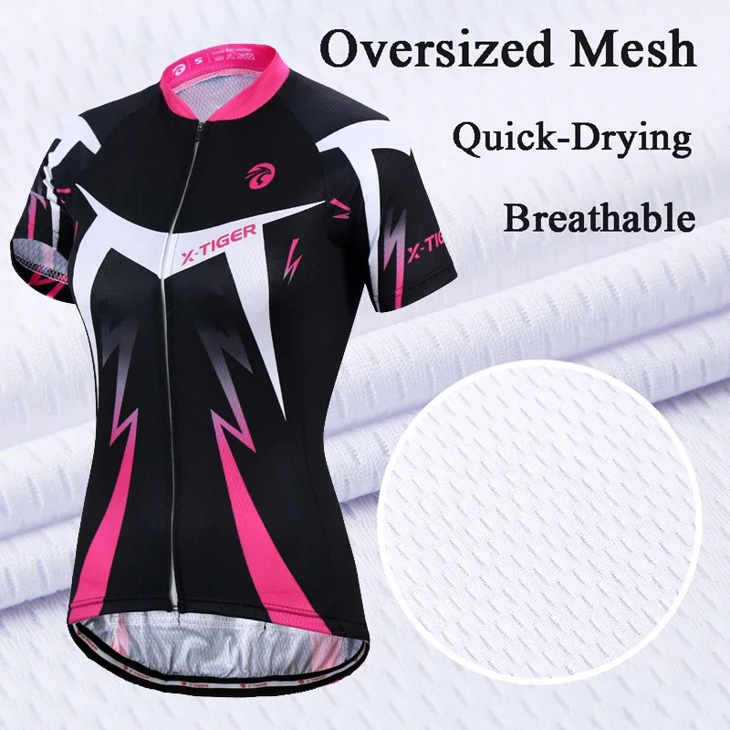 X-Tiger Women Cycling Jerseys Summer Short Sleeve Cycling Jerseys Mountain Breathable Bicycle Jersey Quick-dry Bike