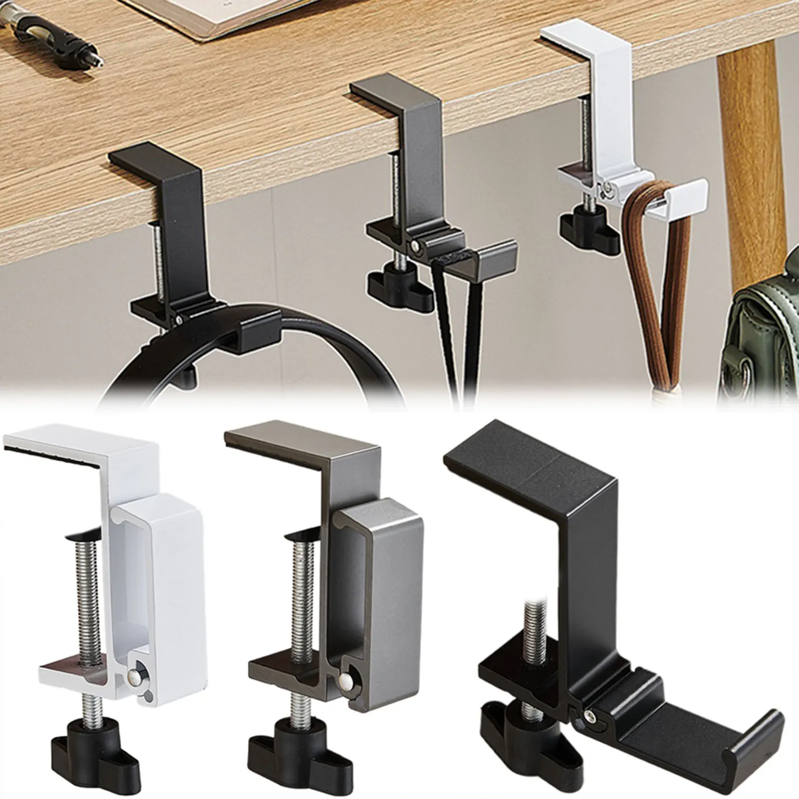 Adjustable No Punch Table Clip Hook Headphone Holder Gaming Headphone Holder Miscellaneous Storage Hanging Home Universal Hook