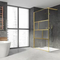 Shower Glass Door, Modern Grid Shower Door 34 * 78 Inch, 5/16"(8mm) Clear Tempered Glass and Fluted Glass Shower Panel 1