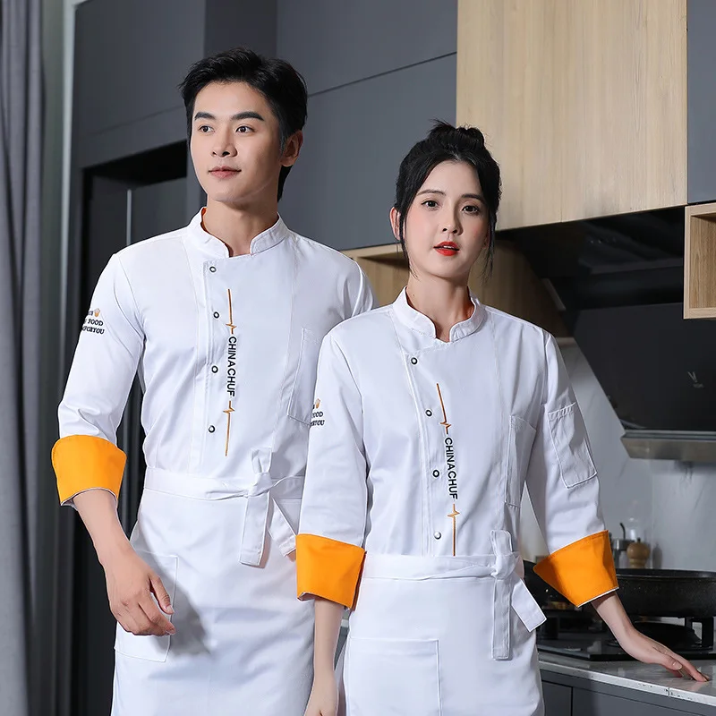 Hotel Chef Uniforme Manica Lunga Autunno E Inverno Vestiti Ristorante Ding Room Chef Tuta Doppio Petto Cucina All'Ingrosso Wo