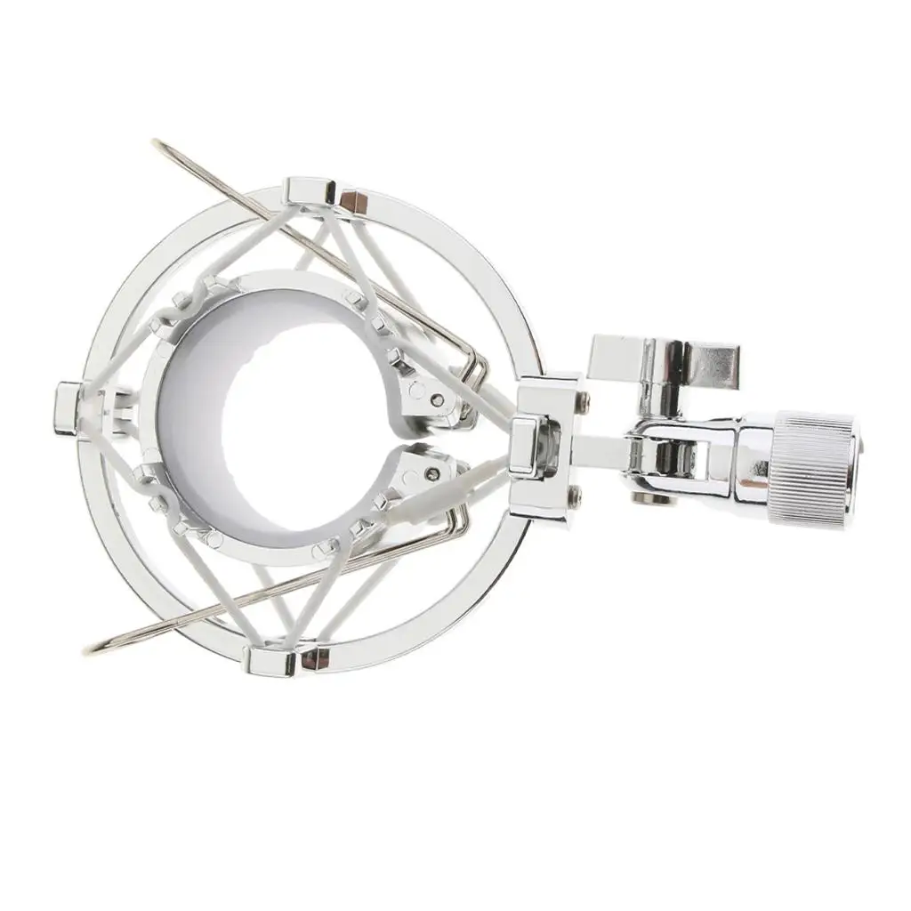 - 47mm Desktop Microphone Anti-Vibration Stand Shockproof Holder Silver Mic