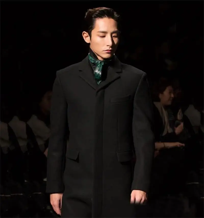 

Men's Windbreaker Milan Show Fashion Long Lapel Single Row Slim Fit Autumn And Winter Loose Casual Coat
