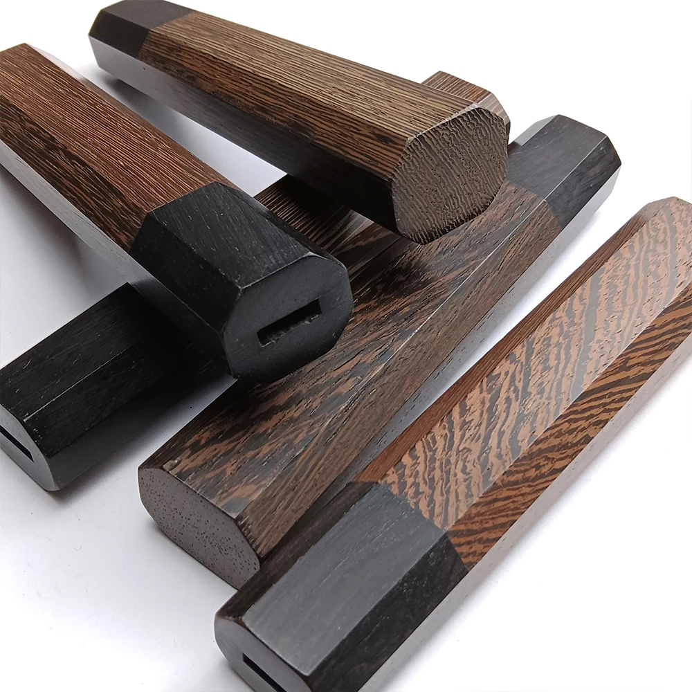 1piece Wenge Wood + Ebony Octagonal Knife Handle for DIY Semi-finished Damascus Knife Handle Material Kitchen Knife Handle