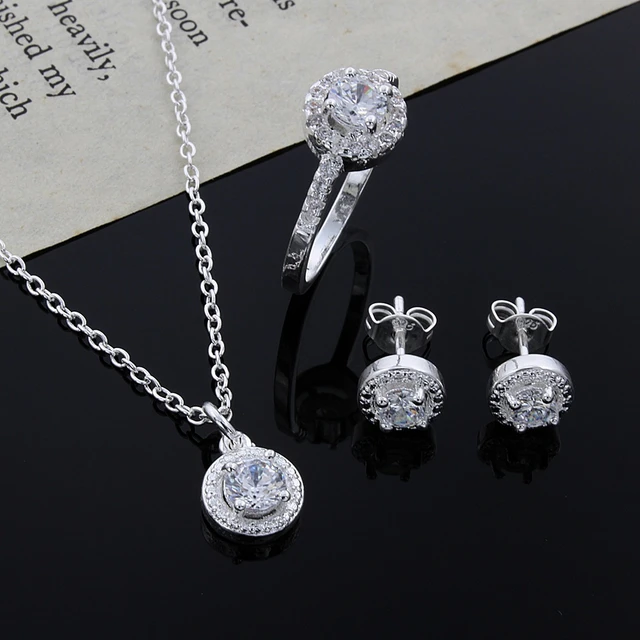 Exquisite Fashion 925 Sterling Silver Necklace Earrings Jewelry Set 10MM Pearl  Accessories For Women Engagement Jewelry Gift - AliExpress