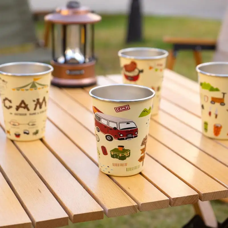 

Набор из 4 чашек для кемпинга, чашка из нержавеющей стали 304, кружка для холодных напитков, кофейные кружки, портативная кружка для пива, кружки из нержавеющей стали, чашка для чая 350 мл