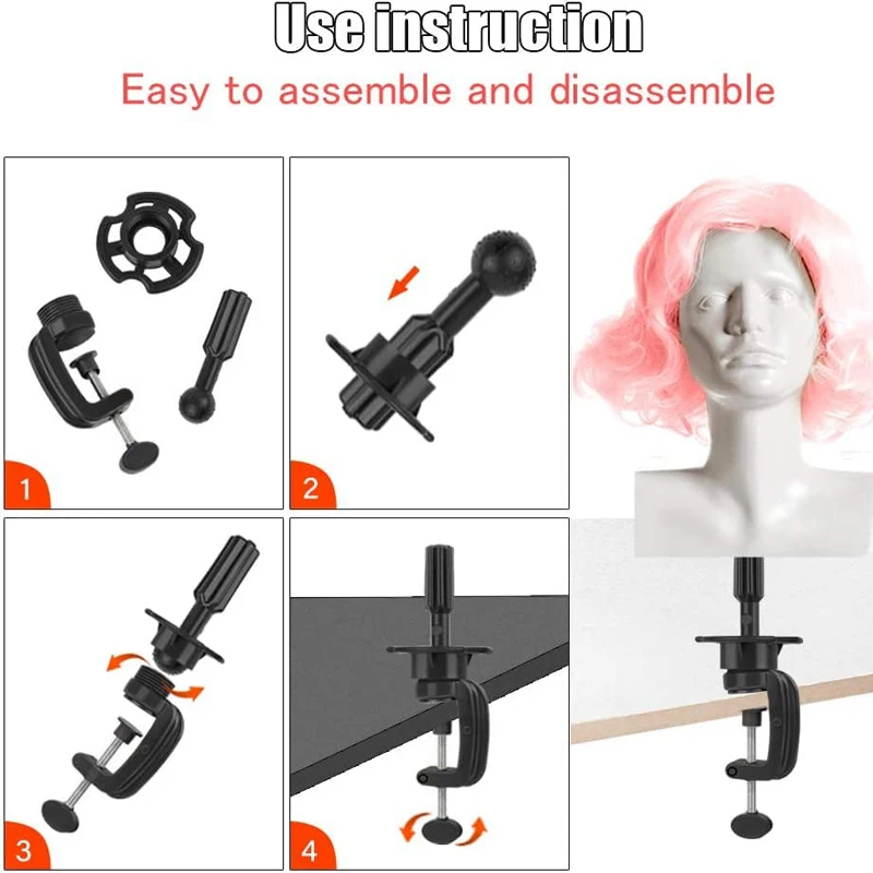 Wig Mannequin Head Clamp Stand 1 Pc Cosmetology Manikin Stand Mannequin Head Holder Clamp Black Wig Stand Holder