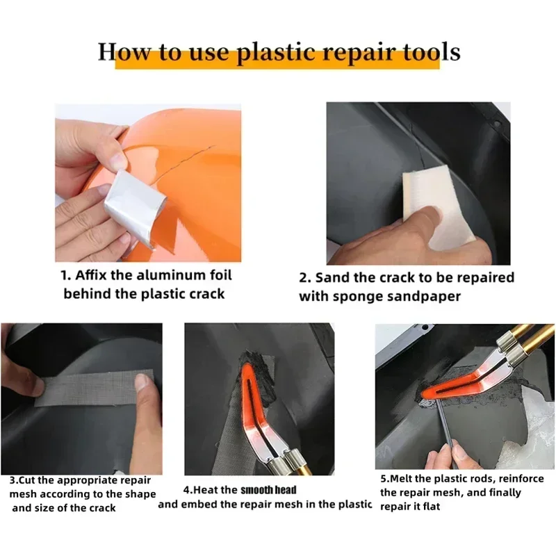 Upgraded 2 in 1 Plastic Welding Kit Hot Stapler Soldering Gun 6/4 Types Staples for Car Bumper Repair 200W Welder Machine Repair 6