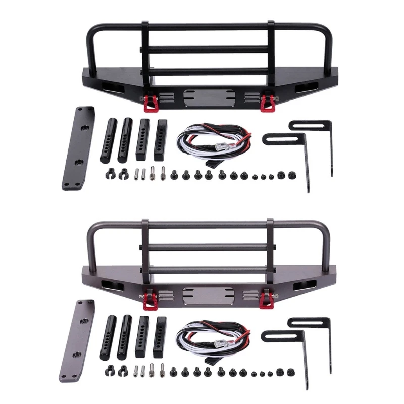 

Metal Front Bumper with 2 LED Light Mount Remote Control Car Upgraded Parts