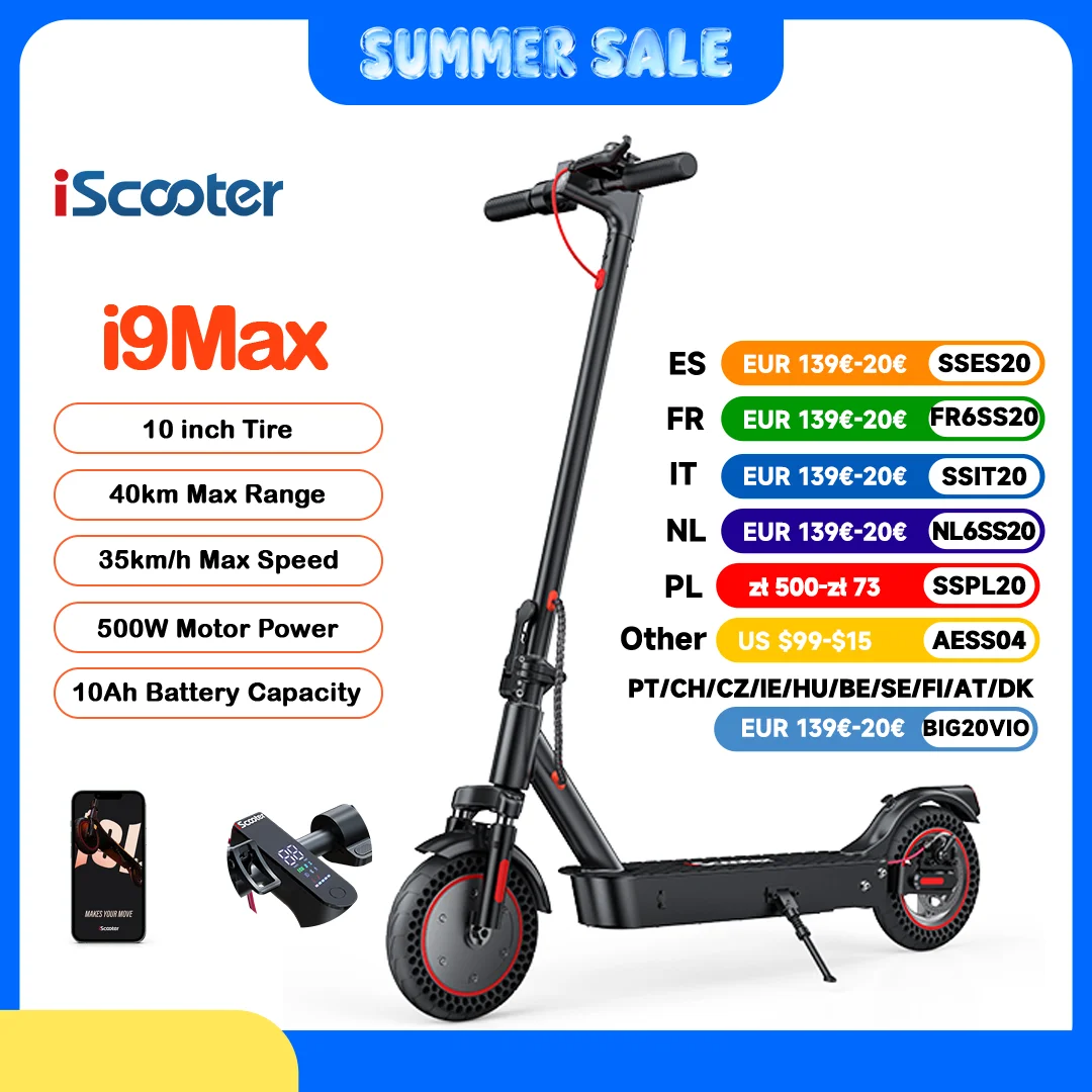 Hulajnoga elektryczna iScooter i9max 500W z EU za $214.23 / ~805zł Hulajnoga elektryczna iScooter i9max 500W z EU za $214.23 / ~805zł