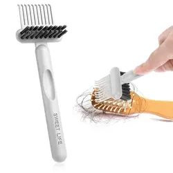 2 - in - 1 Mini Hair Brush Cleaner and Dust Remover Tool (White)