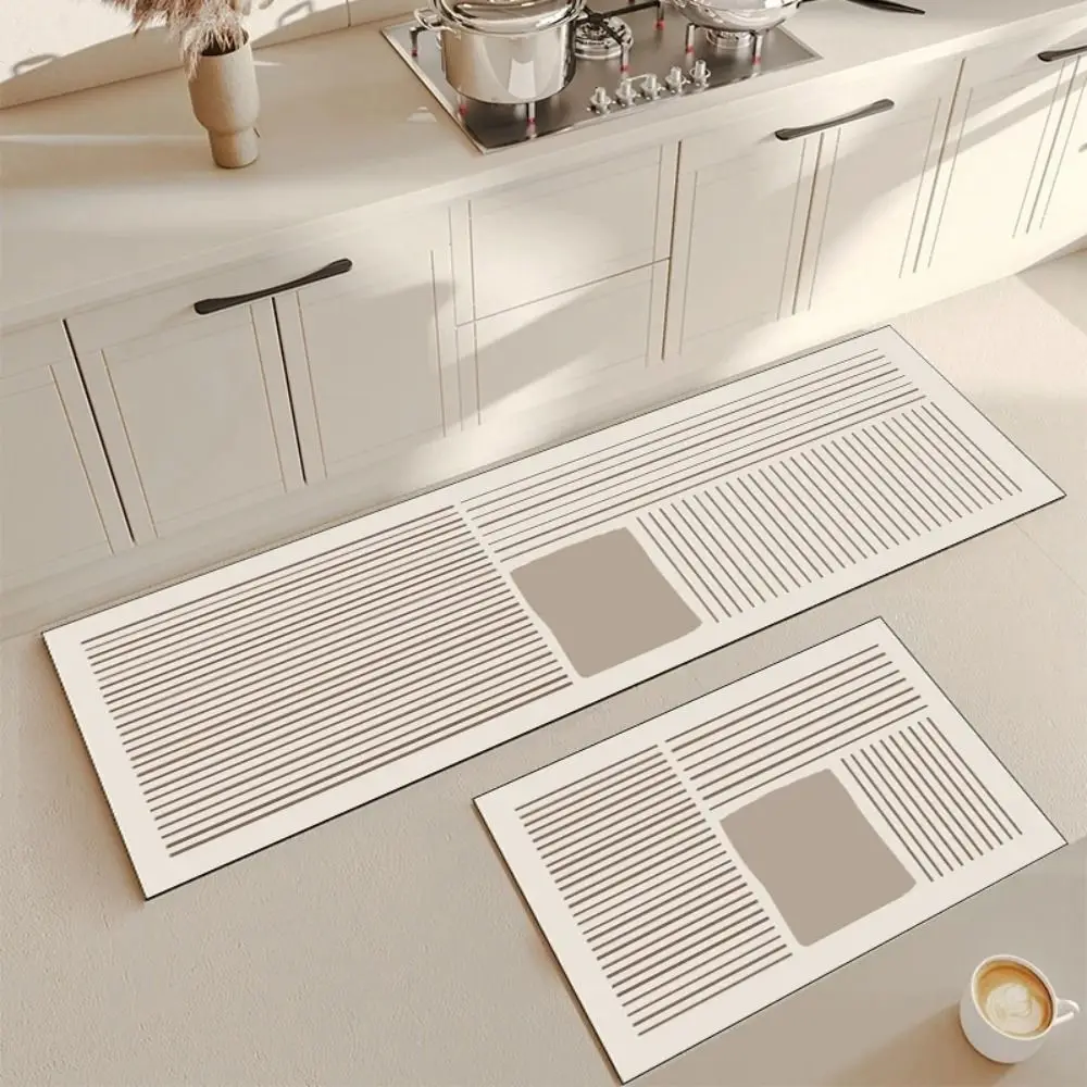 

Diatomite Kitchen Floor Mat Kitchen Supplies Soft Super Absorbent Carpet Long Simple Entrance Doormat Living Room
