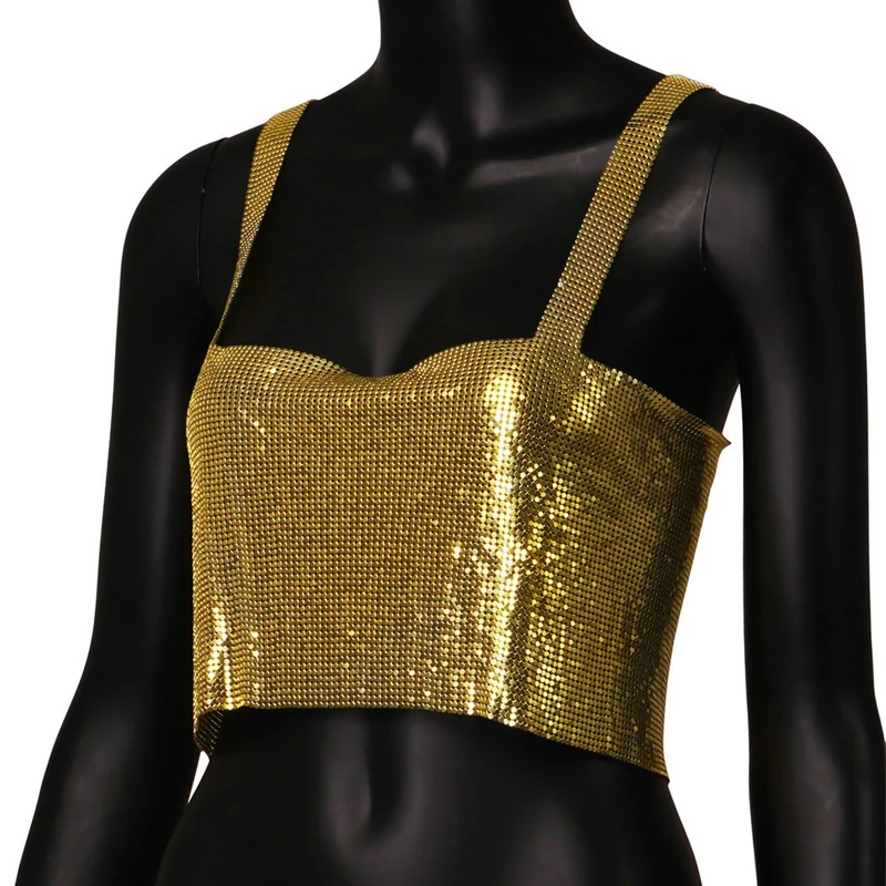 Großhandelspreis Nacht Clubwear Sexy Pailletten Strand Cover Up Tank Tops 2024 Herbst Halloween Weihnachten Crop Top Urlaub Leibchen – Detail 7