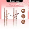 BEAUTY GLAZED 2 Pcs  Lip Liner Set Long Lasting Waterproof Lipliner Matte Velvet Lipstick Pen Lip Makeup Cosmetic Smudgeproof 1