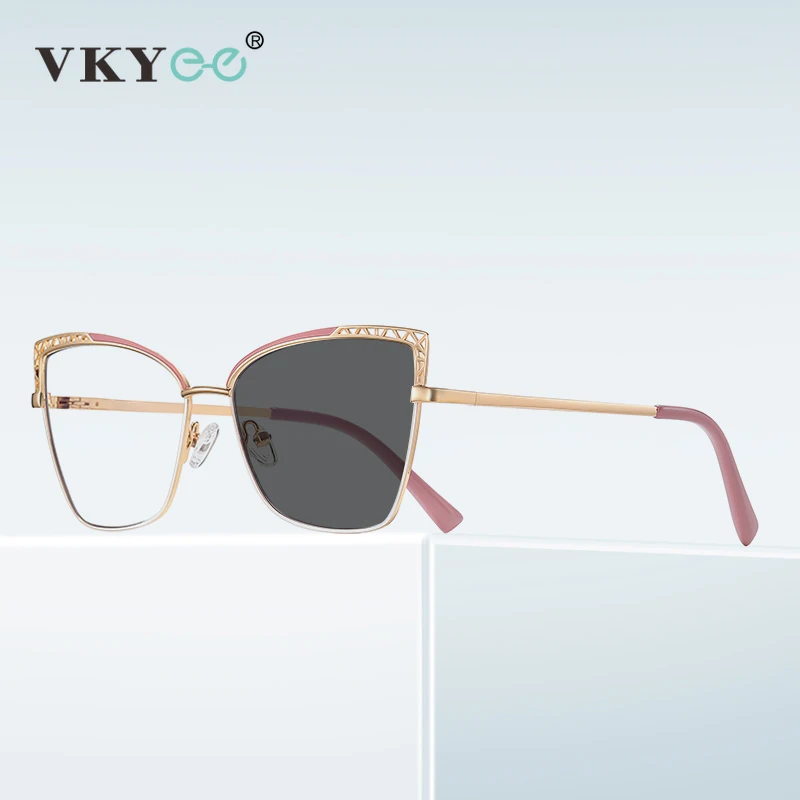 VKYEE Anti-blaues Licht Katzenauge Rahmen Lesebrille Damen Mode Myopie Hyperopie photochrome Anpassbare Linsen PFD3106