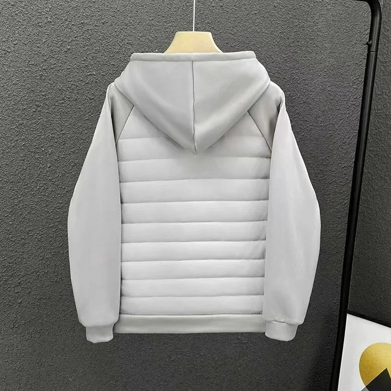 Cotton Jacket Hooded Solid Color Cotton Coat Jacket Grey Black Off-White Loose Fit Versatile Casual Unique Couple Style Jacket For Men