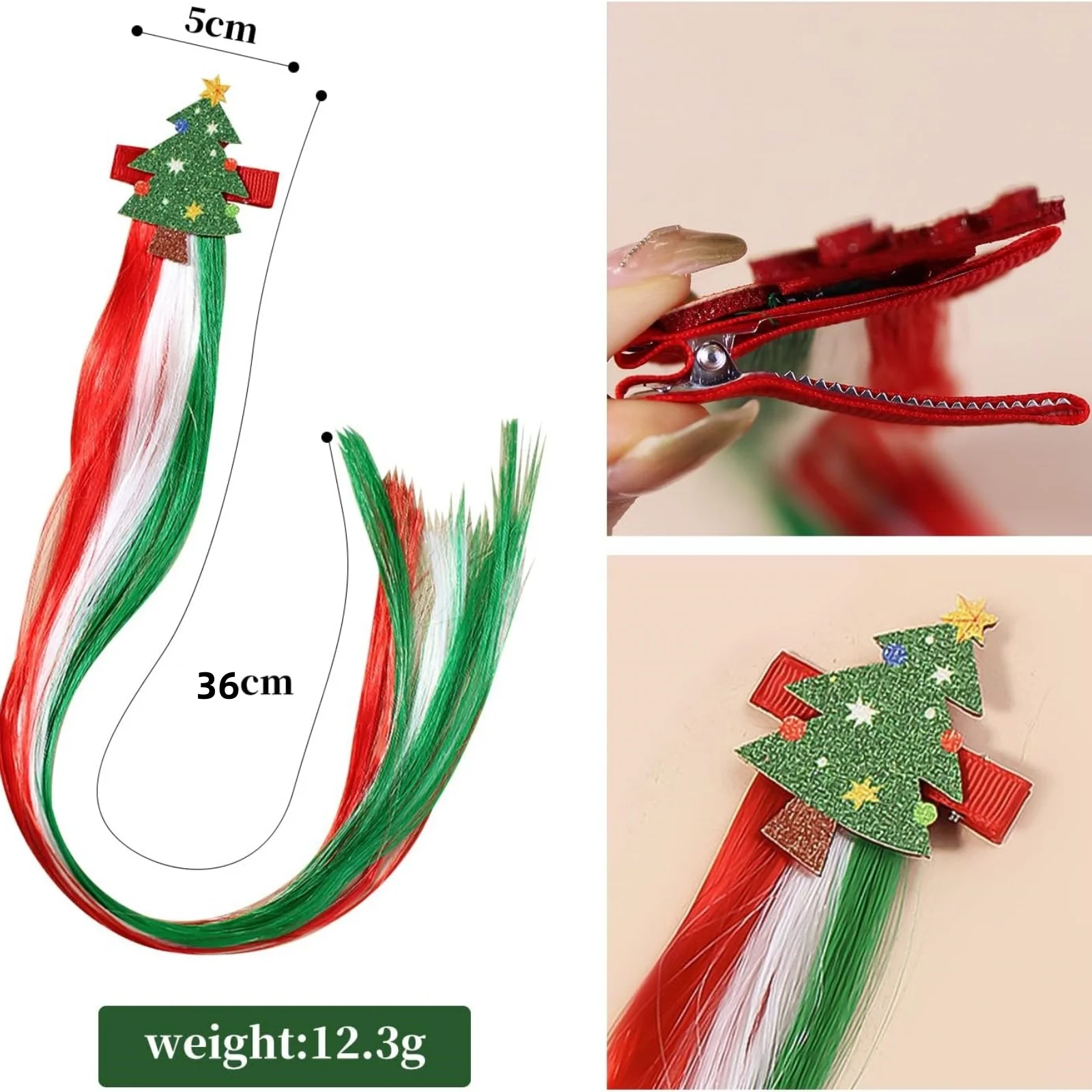 Random 1pcChristmas Tassel Hair Clips with Santa Snowman Festive Kids Hair Accessories,Cute Christmas Party Hair Decor for Girls