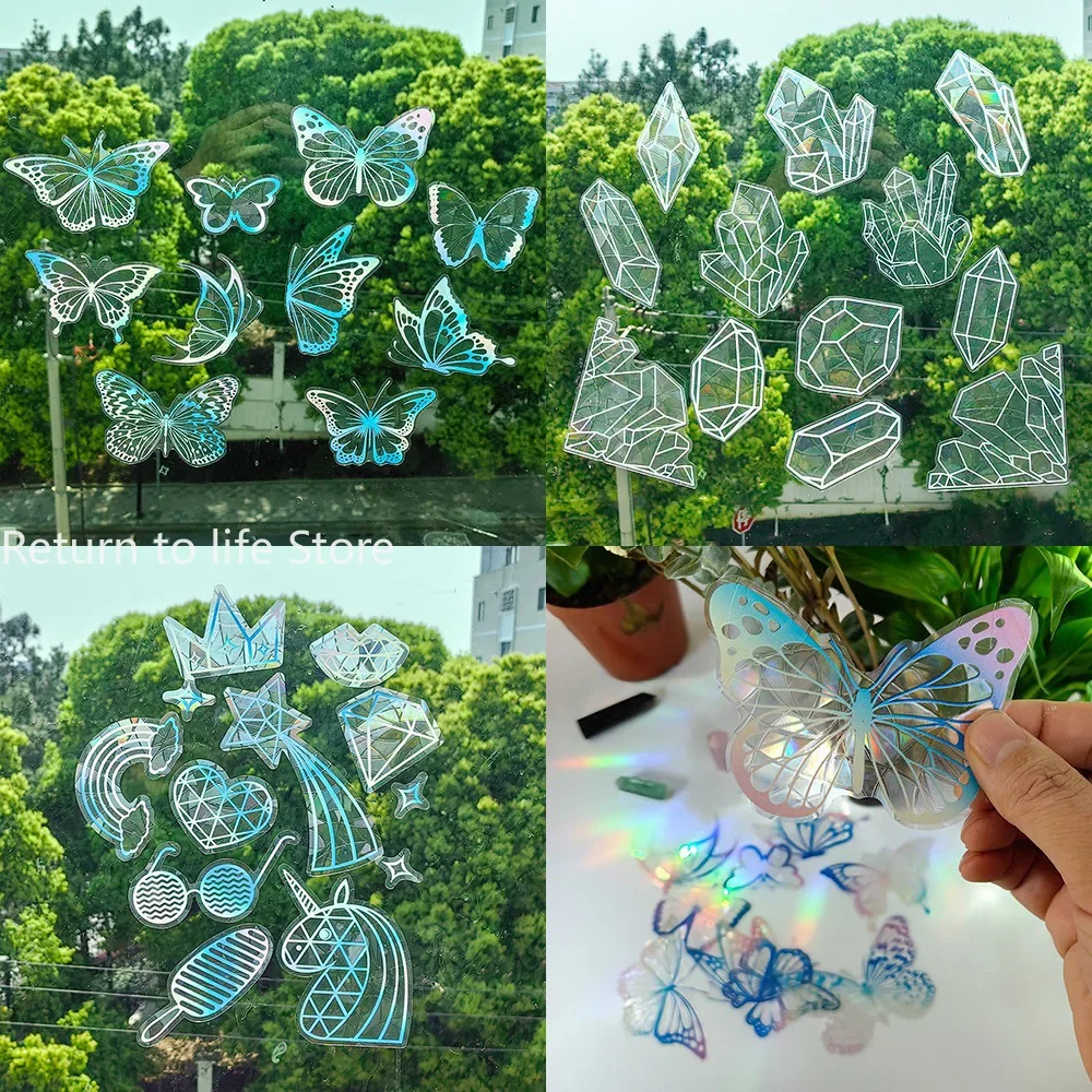 Glass Sticker Beautiful Transparent Window Sticker Rainbow Prism Static Window Glass Decal Party Supplies