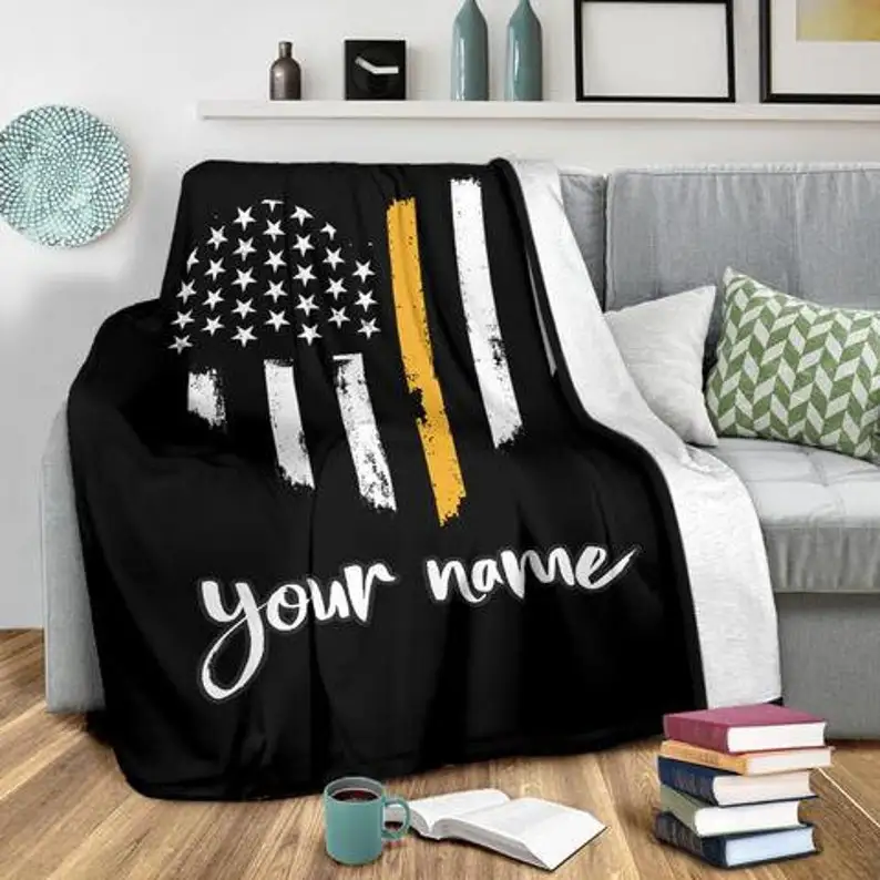 Dispatcher blanket - Thin Gold Line Heart blanket - Gold Line blanket - 911 Dispatcher blanket - Cozy fleece blanket