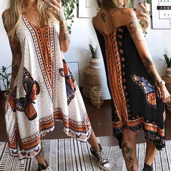Vestido estampado de primavera/verano para mujer, Sexy, espalda abierta, Irregular, gran oferta