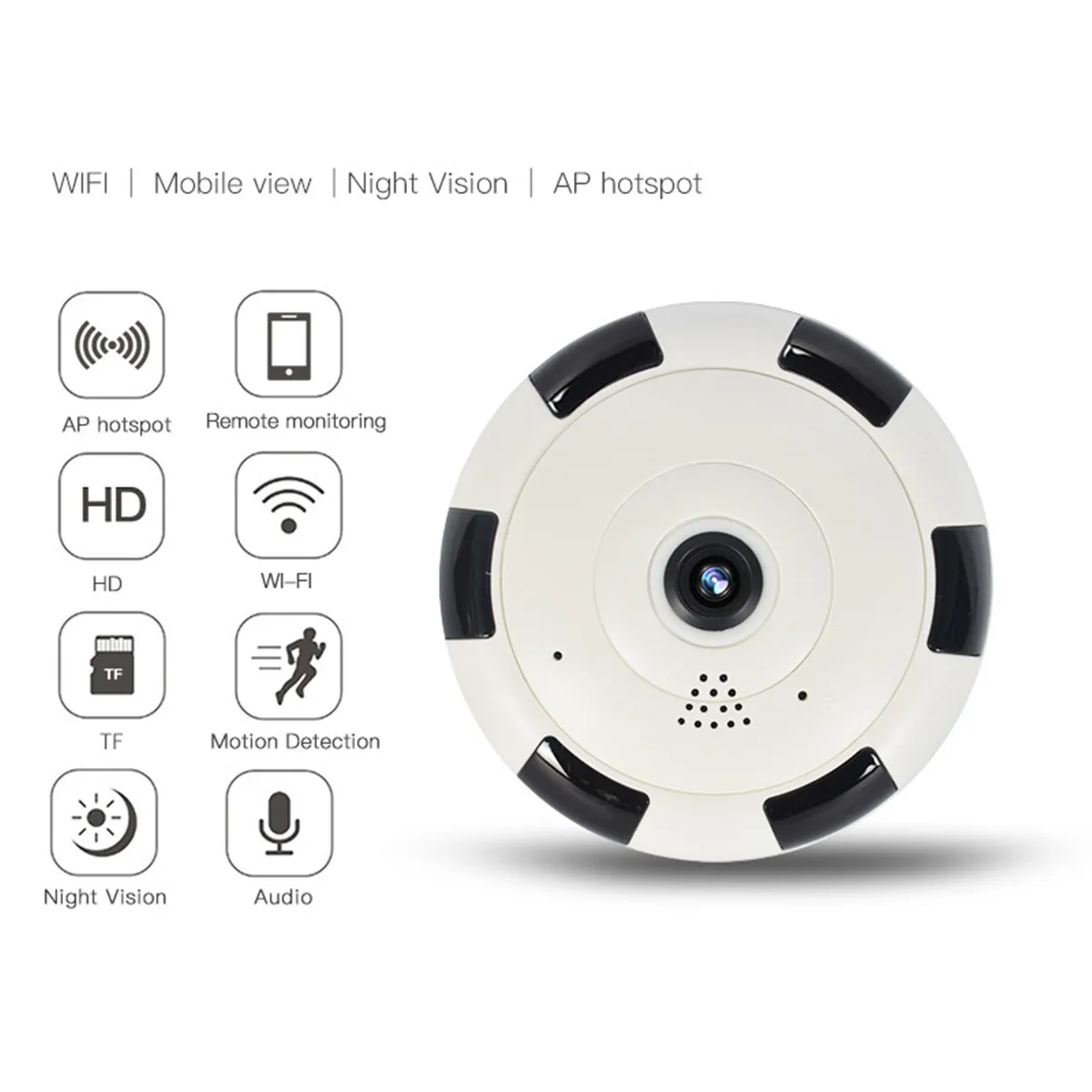 

2MP 1080P V380 APP 360Degree VR Panoramic Fish Eyes Wireless WIFI IP Camera AI Humanoid Detection Intercom CCTV Baby Monitor