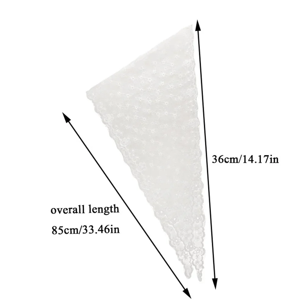 Retro Floral Lace Head Wrap Scarf Embroidered Triangle Neck Kerchief for Women Vintage Travel Photography Hair Bandana Accessory