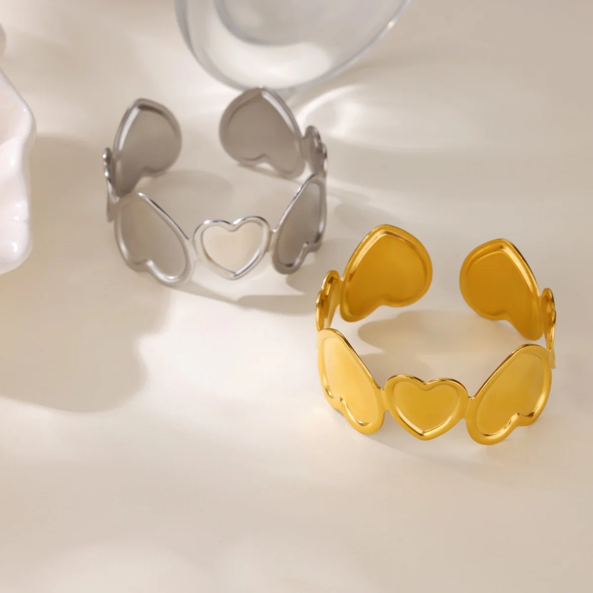 Stainless Steel Heart Bangle For Women