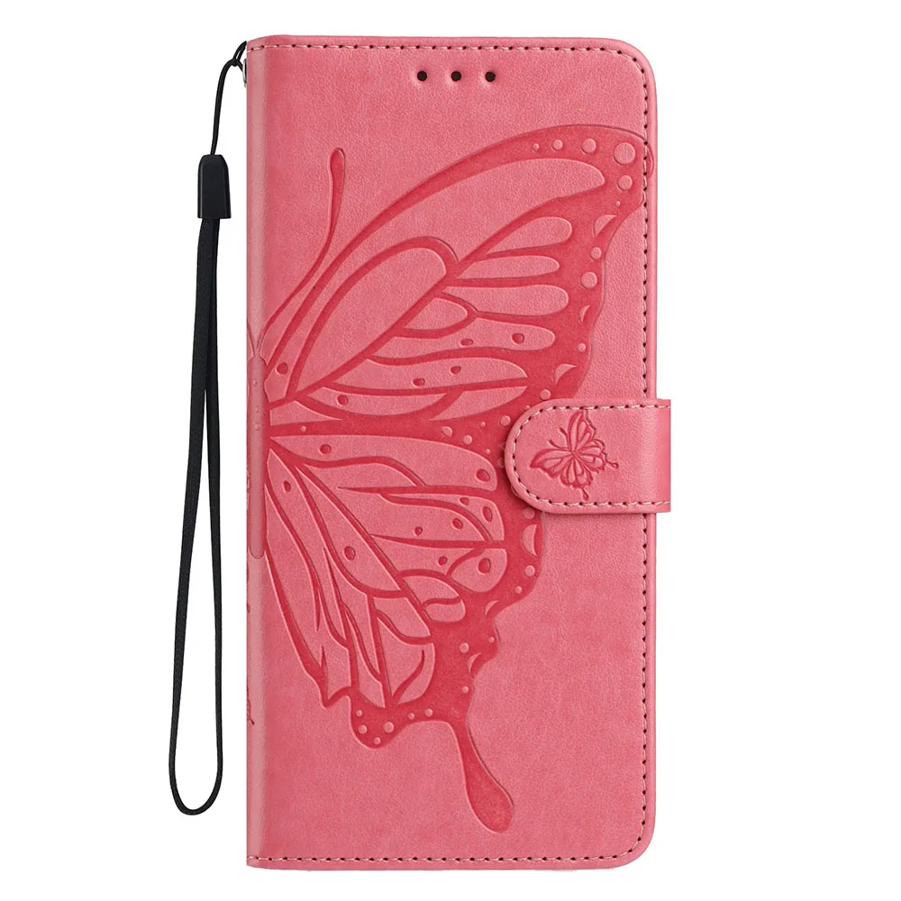 Butterfly Flower Leather Phone Wallet Case with Card Holder and Flip Cover