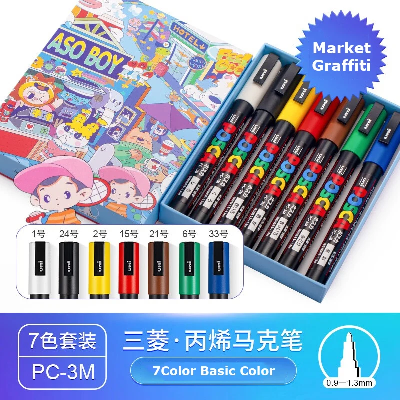 Uni posca marcadores, Acrylic Marker Pen Set PC-1M 0.7MM fineliner colores  permanent graffiti markers/Paint Pen POP Poster ручки - AliExpress