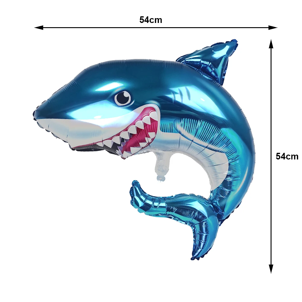 Blue Cartoon Shark Theme Disposable Tableware Set for Kids' Ocean Birthday Party Decor