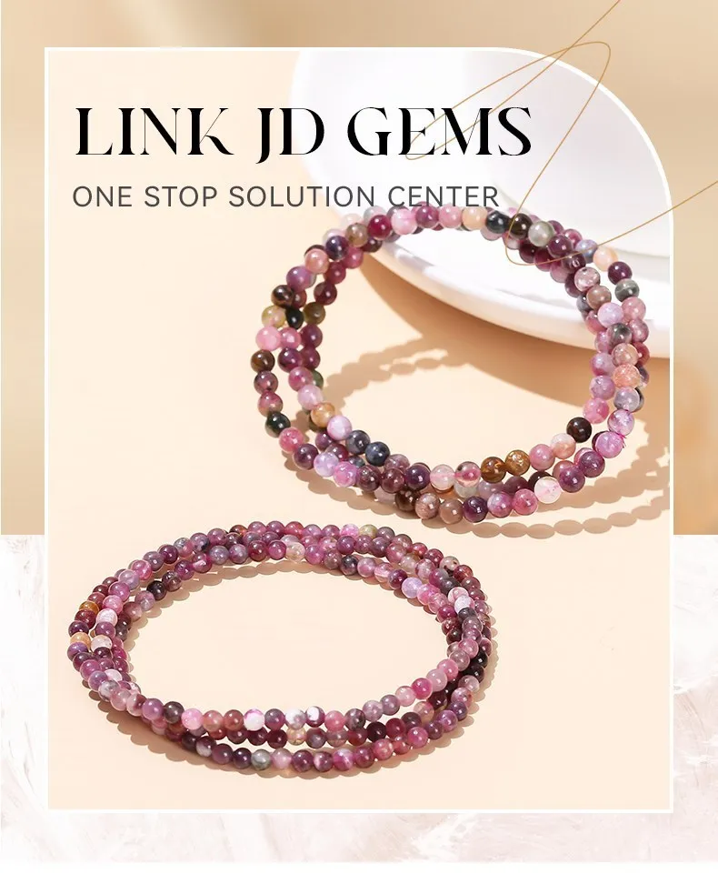 Jd natürliche muti color Turmalin mehr schicht iges Armband Frauen Mode kleine Perle 3 4mm Reiki Heilung Energie Strang Armband Schmuck – Detail 1
