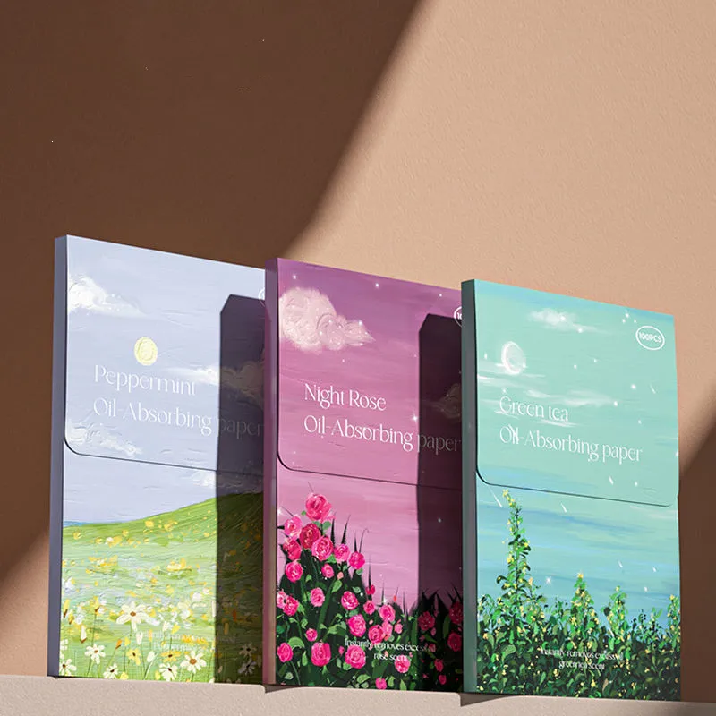 100 Pcs Portable Facial Absorbent Paper Oil Control Wipes Green Tea