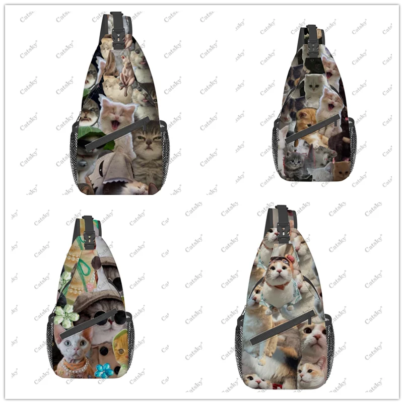 

animals cute dogs funny cats Chest Bag Men's Casual Slant Chest Shoulder Bags Sports Storage Women's Crossbody Bags