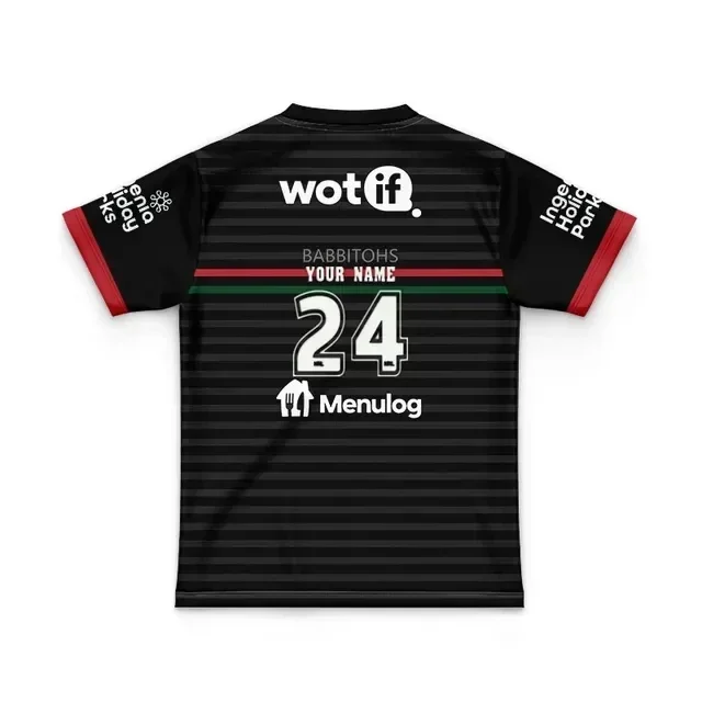 thumbnail image 1 of Camiseta de rugby local/visitante/entrenamiento para niños de South Sydney Rabbitohs 2024 - Talla para hombre: 16-26 (nombre y número impresos) Calidad superior, 1 of 5